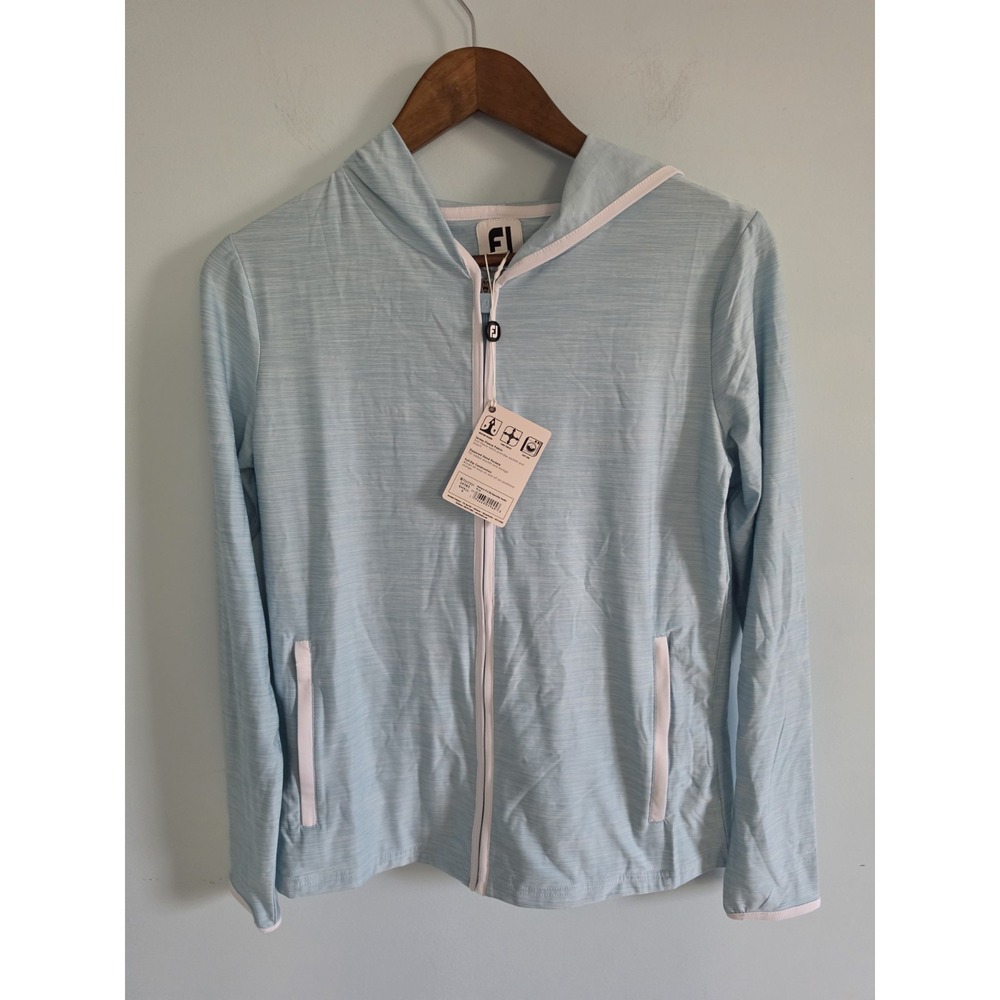 FootJoy Womens Golf Fullzip Hoodie Space Dye Light Blue Small  NWT MSRP $118